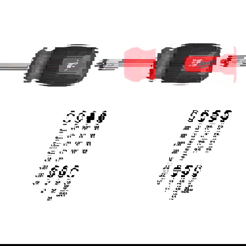 Bit Screwdrivers; Type: Multi-Bit Screwdriver ; Tip Type: Multi ; Drive Size (TXT): 1/4 ; Torx Size: T10, T15, T20, T25 ; Phillips Point Size: Phillips:#1 & #2 ; Slotted Point Size: 1/4; 3/16